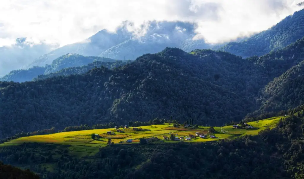 Breathtaking view of Khaling village nestled in Bhutan